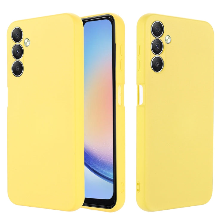 For Samsung Galaxy M14 5G Pure Color Liquid Silicone Shockproof Phone Case(Yellow)