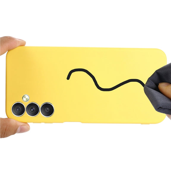For Samsung Galaxy M14 5G Pure Color Liquid Silicone Shockproof Phone Case(Yellow)