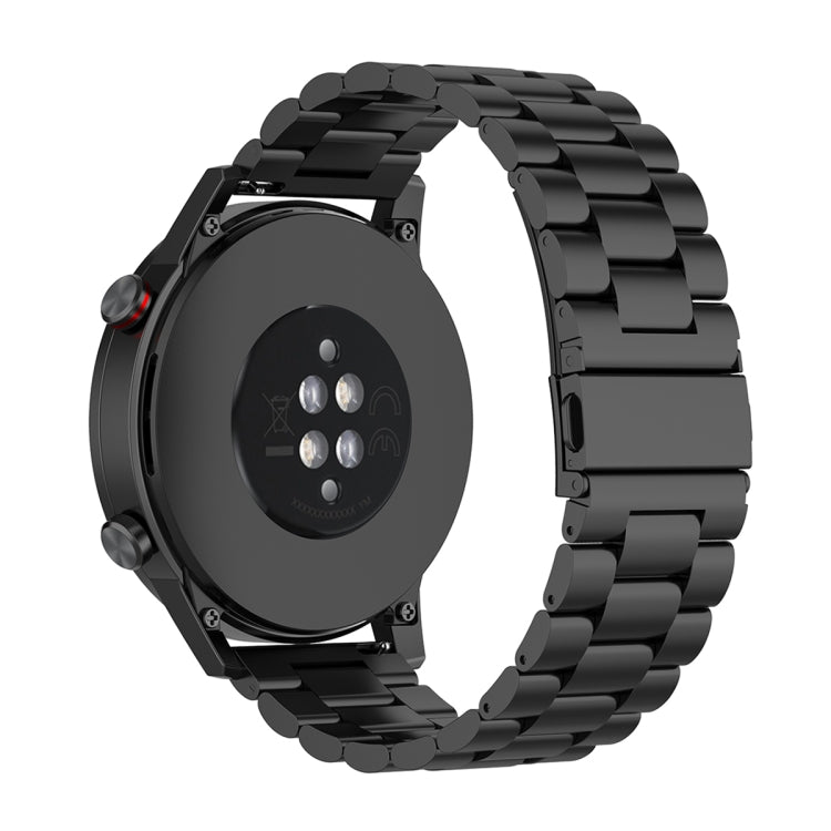 For Honor Watch GS 3i 22mm Three Bead Stainless Steel Metal Watch Band(Black)