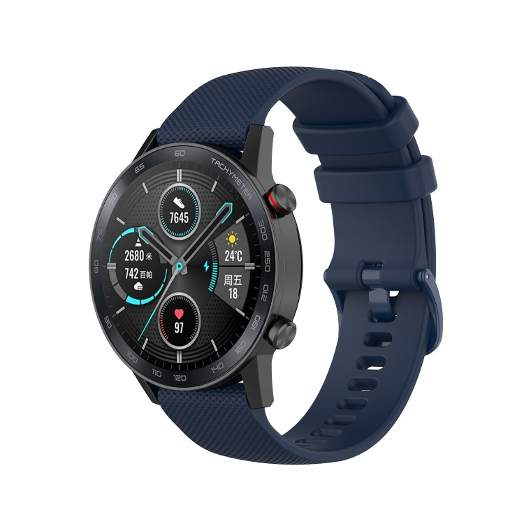 For Honor Watch GS 3i 22mm Small Plaid Texture Silicone Watch Band(Navy Blue)