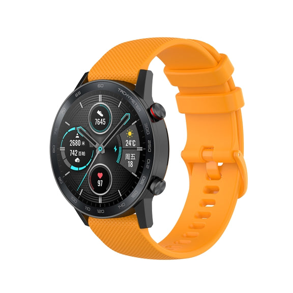 For Honor Watch GS 3i 22mm Small Plaid Texture Silicone Watch Band(Amber Yellow)