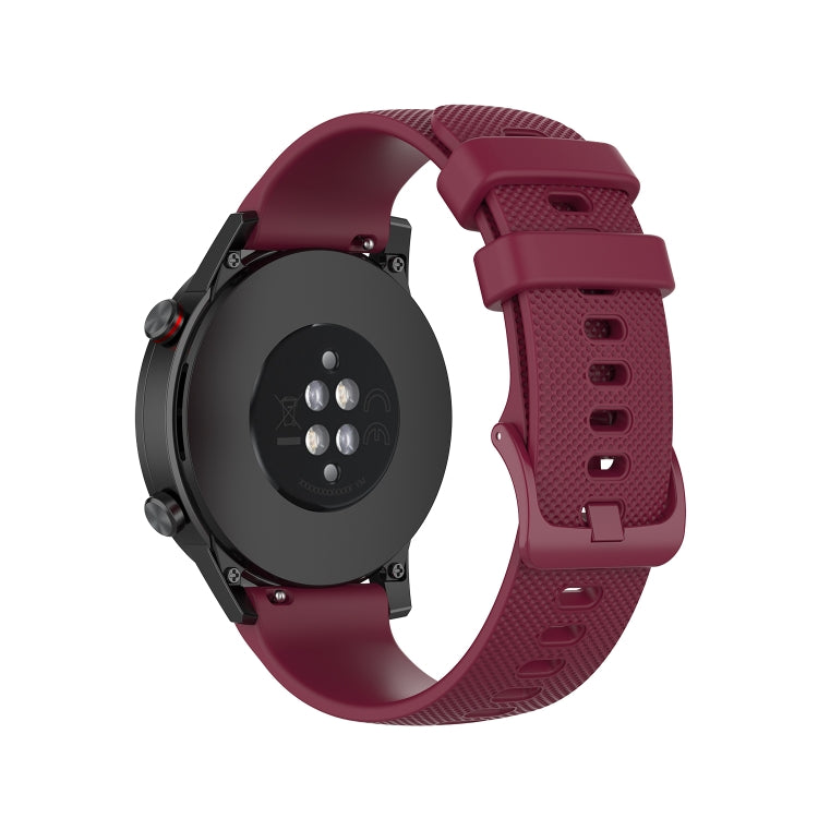 For Honor Watch GS 3i 22mm Small Plaid Texture Silicone Watch Band(Wine Red)