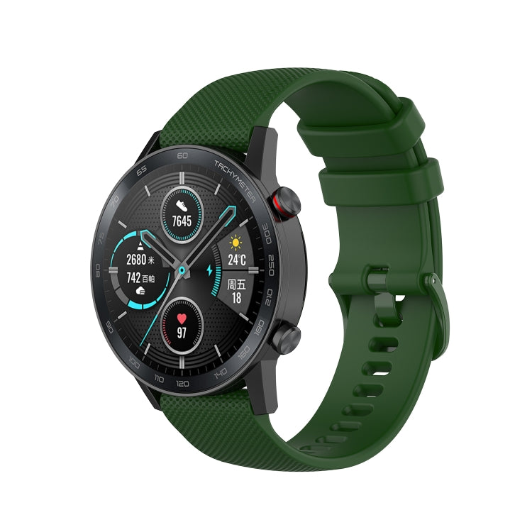 For Honor Watch GS 3i 22mm Small Plaid Texture Silicone Watch Band(Army Green)