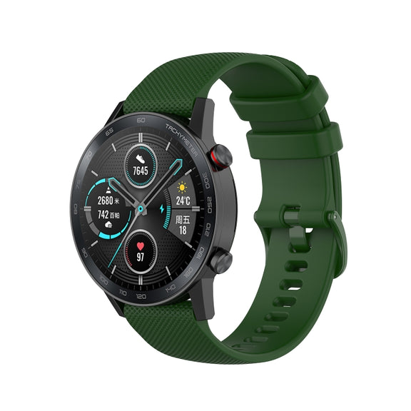 For Honor Watch GS 3i 22mm Small Plaid Texture Silicone Watch Band(Army Green)