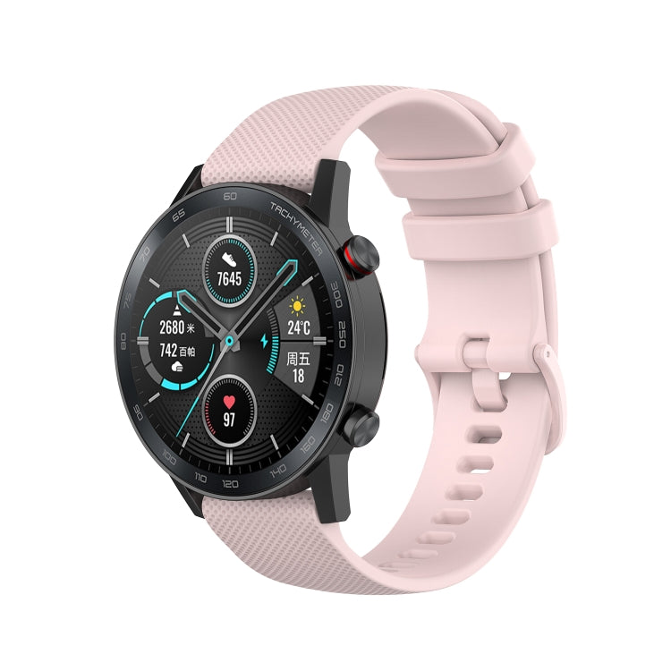 For Honor Watch GS 3i 22mm Small Plaid Texture Silicone Watch Band(Rose Pink)