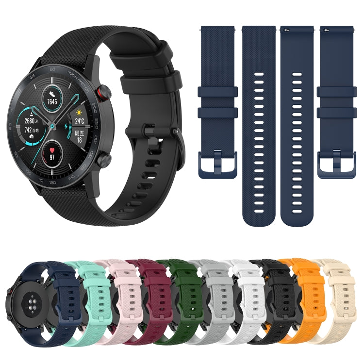For Honor Watch GS 3i 22mm Small Plaid Texture Silicone Watch Band(Grey)
