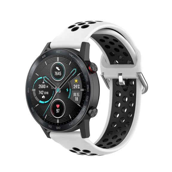 For Honor Watch GS 3i 22mm Sports Two-tone Silicone Watch Band(White Black)