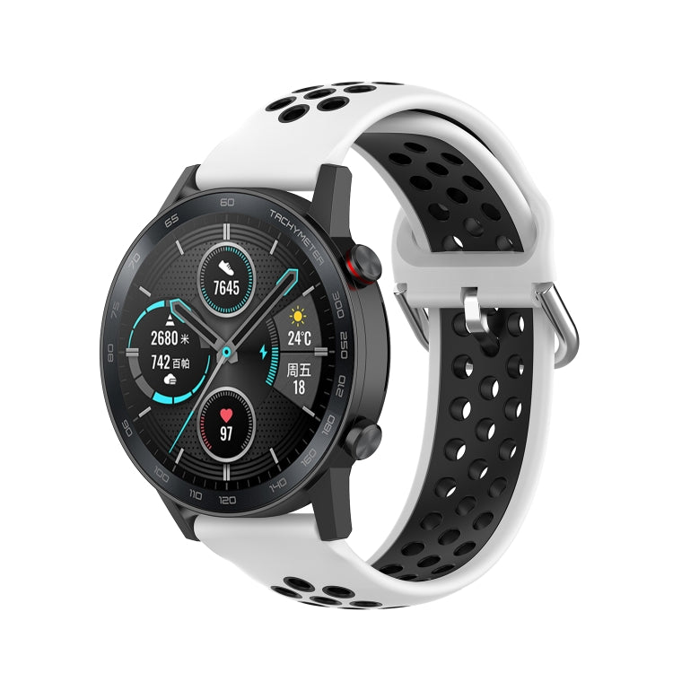For Honor Watch GS 3i 22mm Sports Two-tone Silicone Watch Band(White Black)