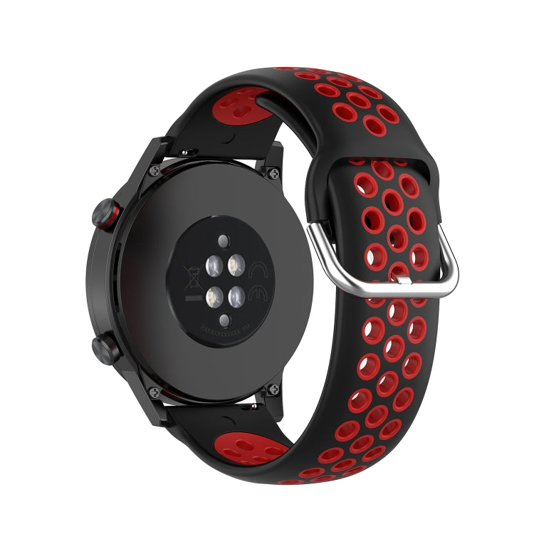 For Honor Watch GS 3i 22mm Sports Two-tone Silicone Watch Band(Black Red)