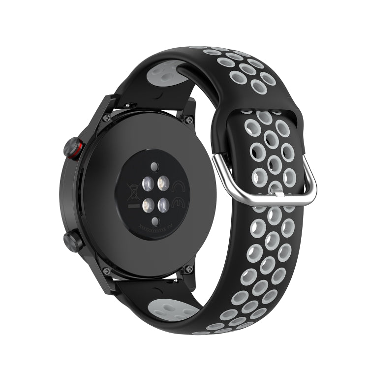 For Honor Watch GS 3i 22mm Sports Two-tone Silicone Watch Band(Black Grey)