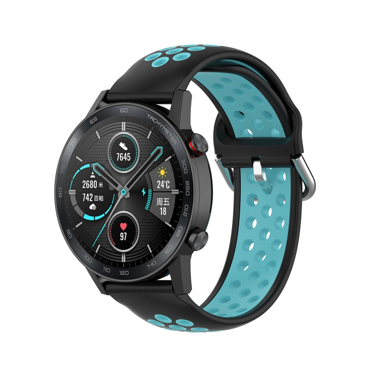 For Honor Watch GS 3i 22mm Sports Two-tone Silicone Watch Band(Black Blue)