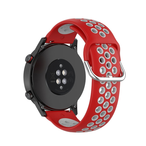 For Honor Watch GS 3i 22mm Sports Two-tone Silicone Watch Band(Red Grey)