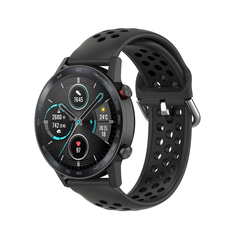 For Honor Watch GS 3i 22mm Sports Two-tone Silicone Watch Band(Black)