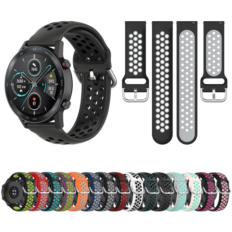 For Honor Watch GS 3i 22mm Sports Two-tone Silicone Watch Band(Black Lime)