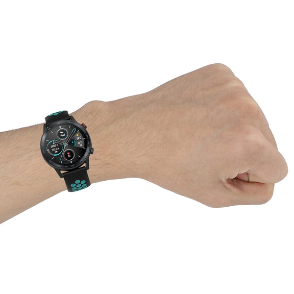 For Honor Watch GS 3i 22mm Sports Two-tone Silicone Watch Band(Black Grey)