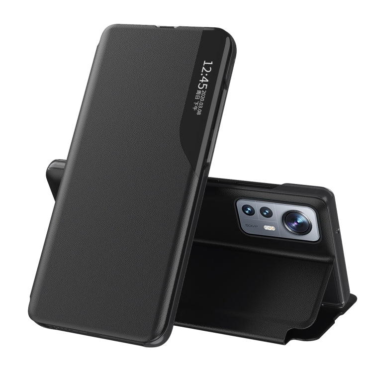 For Xiaomi Redmi Note 12 Pro+ 5G Global Attraction Flip Holder Leather Phone Case(Black)
