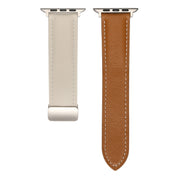Folding Buckle Genuine Leather Watch Band For Apple Watch Series 8&7 41mm / SE 2&6&SE&5&4 40mm / 3&2&1 38mm(White + Brown)