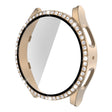 For Samsung Galaxy Watch5 44mm Single Row Diamond PC + Tempered Glass Watch Case(Rose Gold) -  by PMC TechLife | Online Shopping South Africa | PMC TechLife