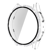 For Samsung Galaxy Watch5 44mm Single Row Diamond PC + Tempered Glass Watch Case(Transparent)