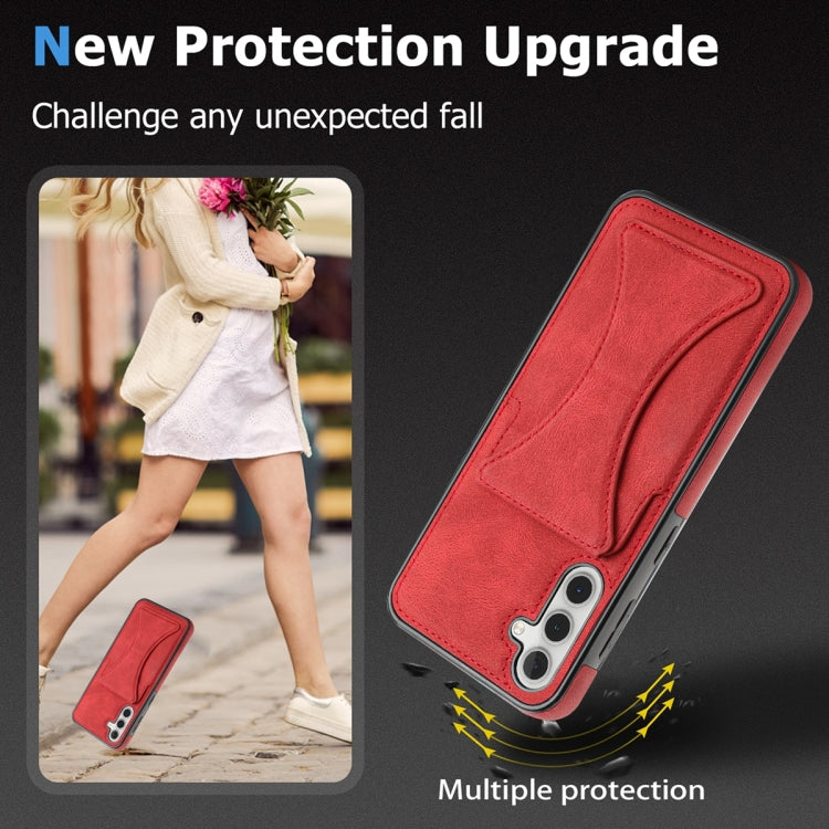 For Samsung Galaxy A14 4G / 5G Ultra-thin Shockproof Phone Protective Case with Holder(Red)
