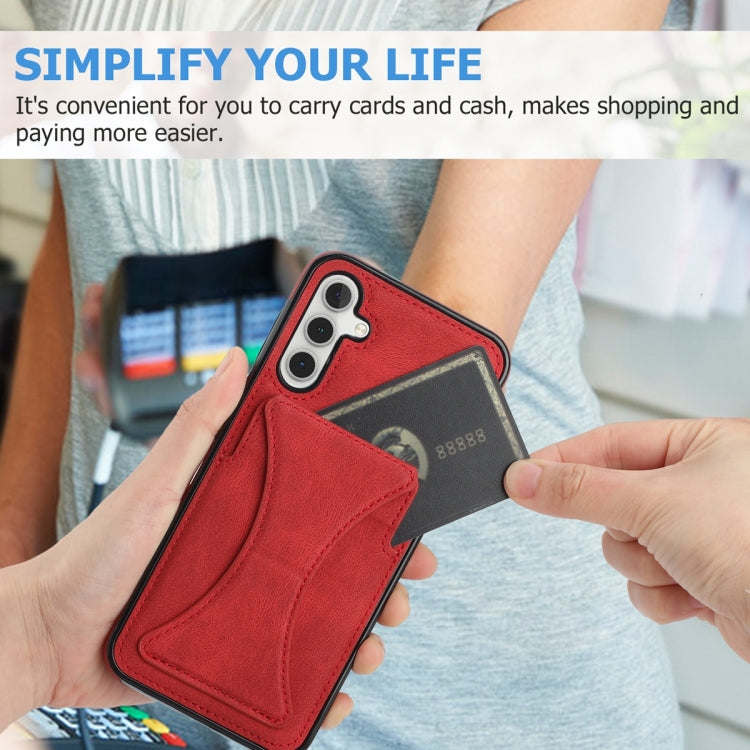 For Samsung Galaxy A14 4G / 5G Ultra-thin Shockproof Phone Protective Case with Holder(Red)