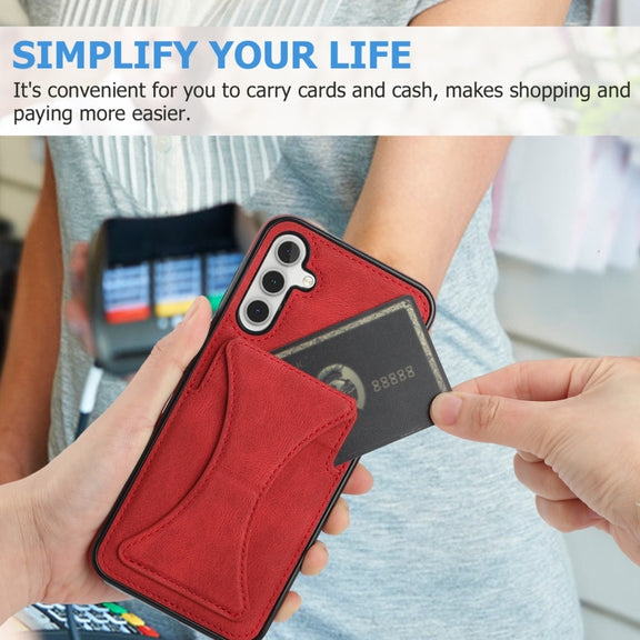 For Samsung Galaxy A14 4G / 5G Ultra-thin Shockproof Phone Protective Case with Holder(Red)