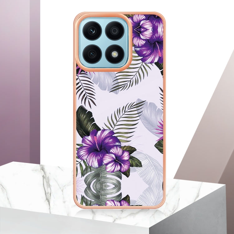 For Honor X8a Electroplating IMD TPU Phone Case(Purple Flower)
