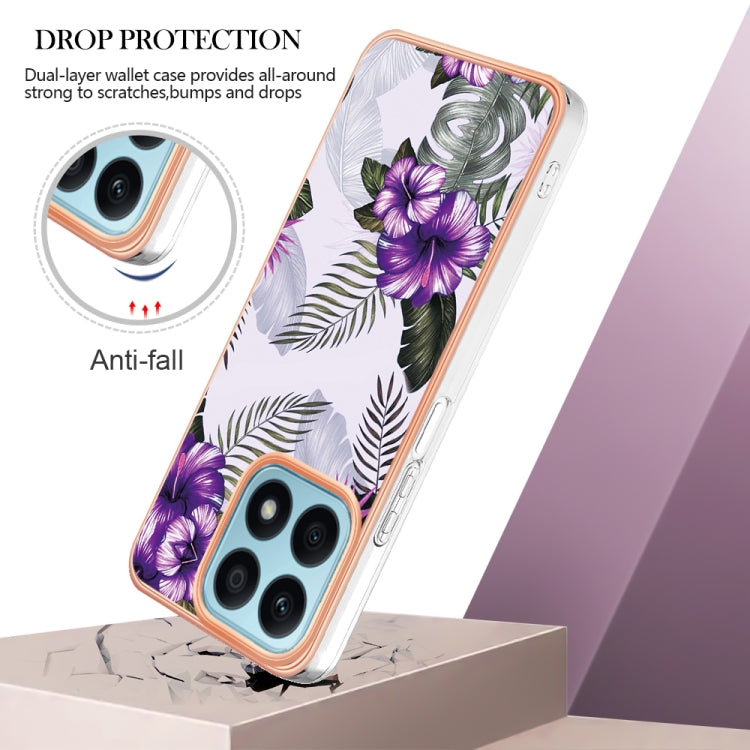 For Honor X8a Electroplating IMD TPU Phone Case(Purple Flower)