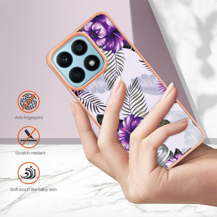 For Honor X8a Electroplating IMD TPU Phone Case(Purple Flower)