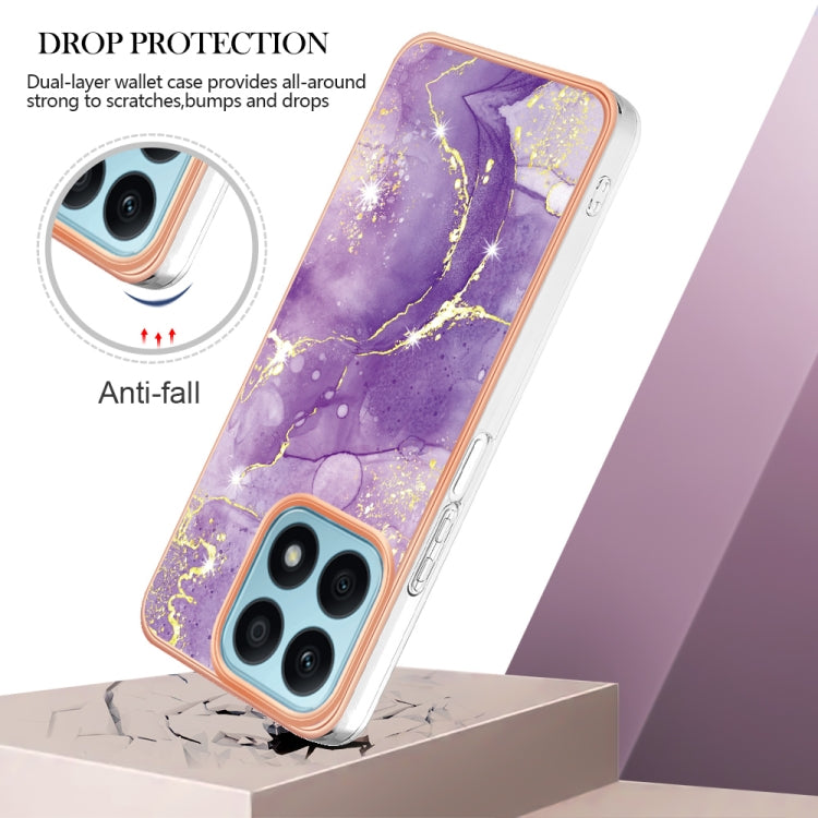 For Honor X8a Electroplating Marble Dual-side IMD Phone Case(Purple 002)