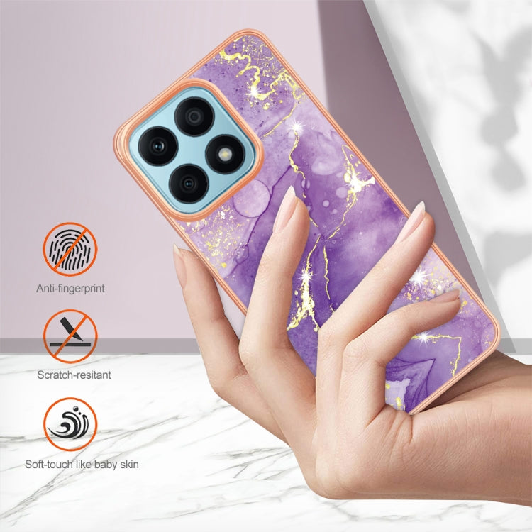 For Honor X8a Electroplating Marble Dual-side IMD Phone Case(Purple 002)
