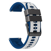 20mm Universal Vertical Line Two-Color Silicone Watch Band(White+Dark Blue)