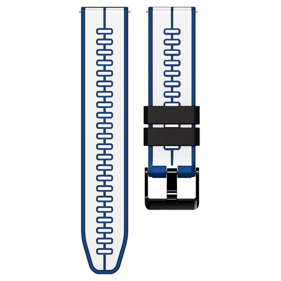 20mm Universal Vertical Line Two-Color Silicone Watch Band(White+Dark Blue)