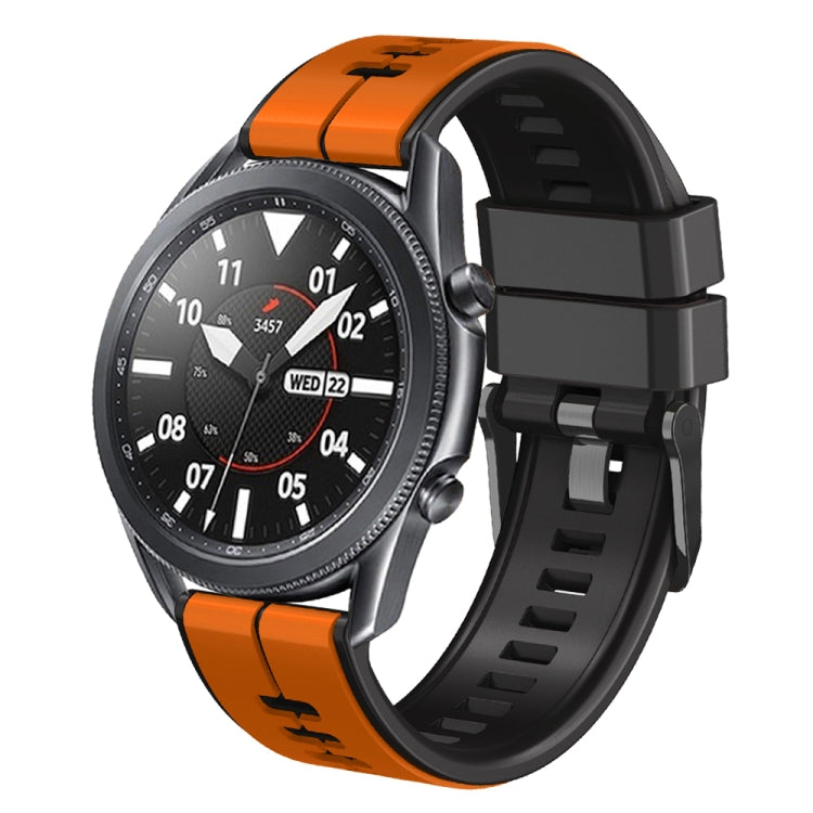 20mm Universal Vertical Line Two-Color Silicone Watch Band(Orange+Black)