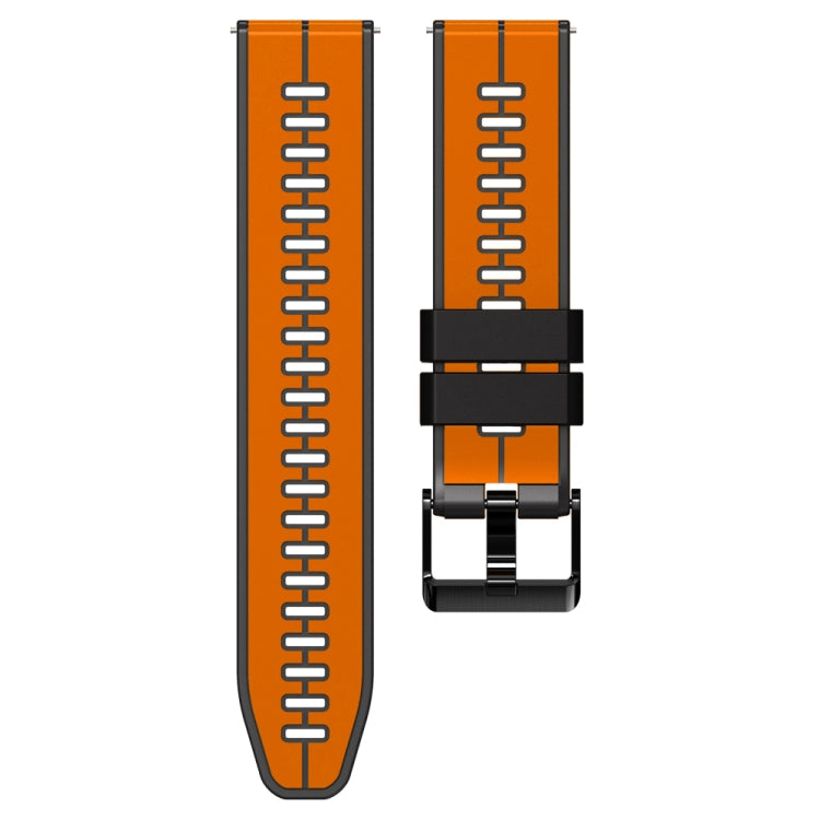 20mm Universal Vertical Line Two-Color Silicone Watch Band(Orange+Black)