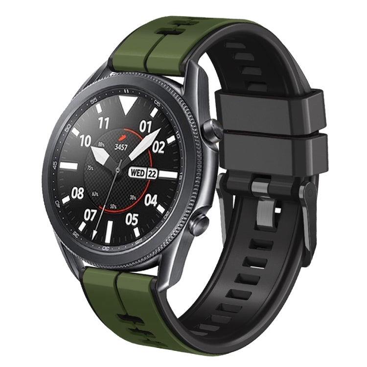 20mm Universal Vertical Line Two-Color Silicone Watch Band(Army Green+Black)