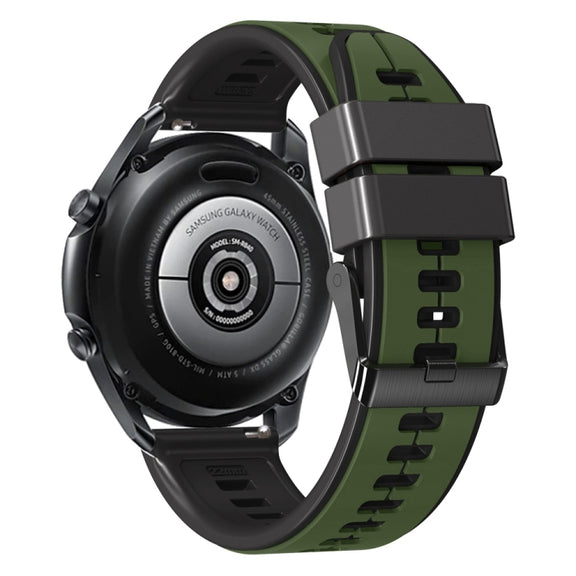20mm Universal Vertical Line Two-Color Silicone Watch Band(Army Green+Black)