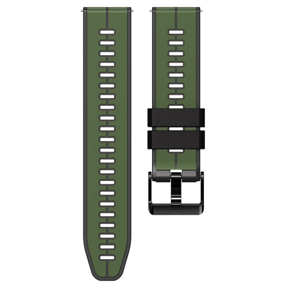 20mm Universal Vertical Line Two-Color Silicone Watch Band(Army Green+Black)