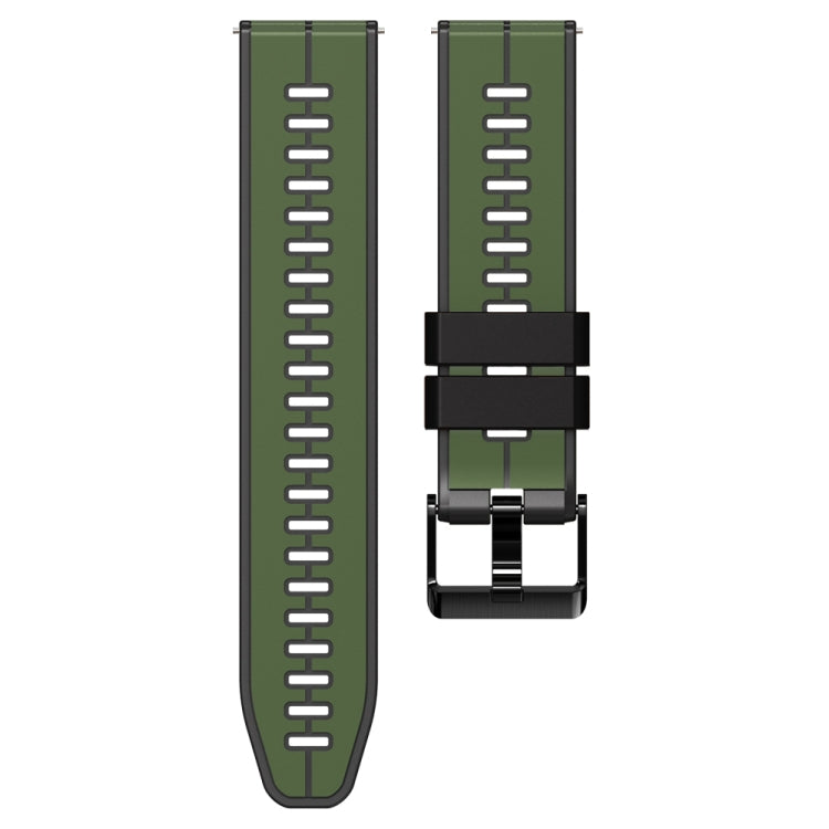 20mm Universal Vertical Line Two-Color Silicone Watch Band(Army Green+Black)