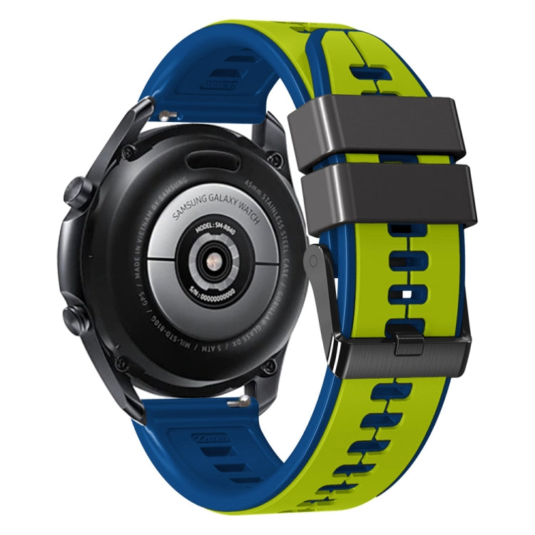 20mm Universal Vertical Line Two-Color Silicone Watch Band(Lime+Blue)