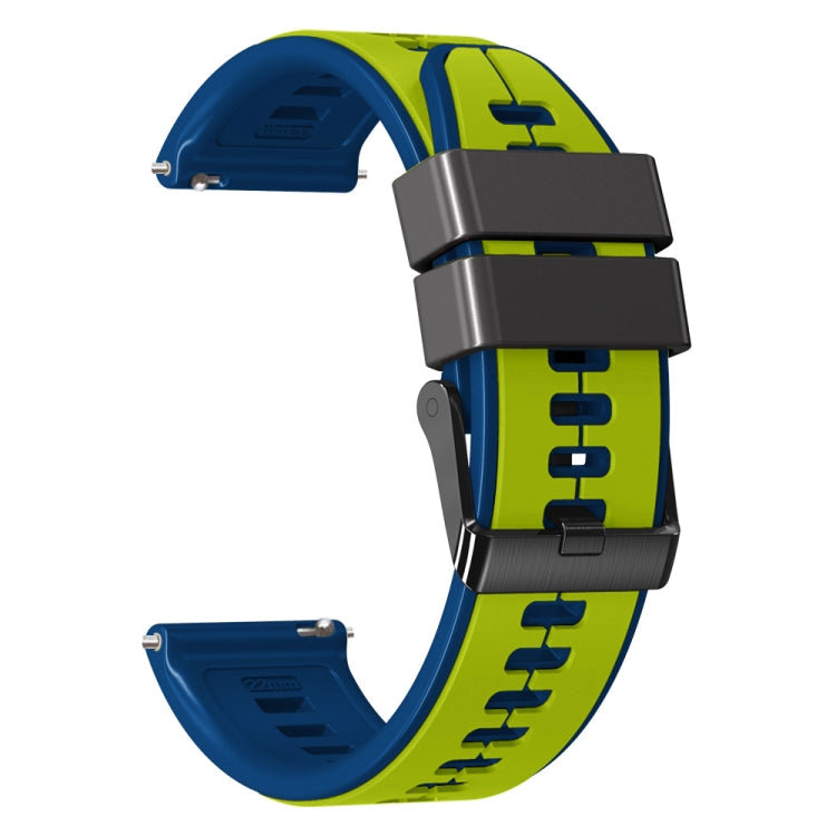 20mm Universal Vertical Line Two-Color Silicone Watch Band(Lime+Blue)