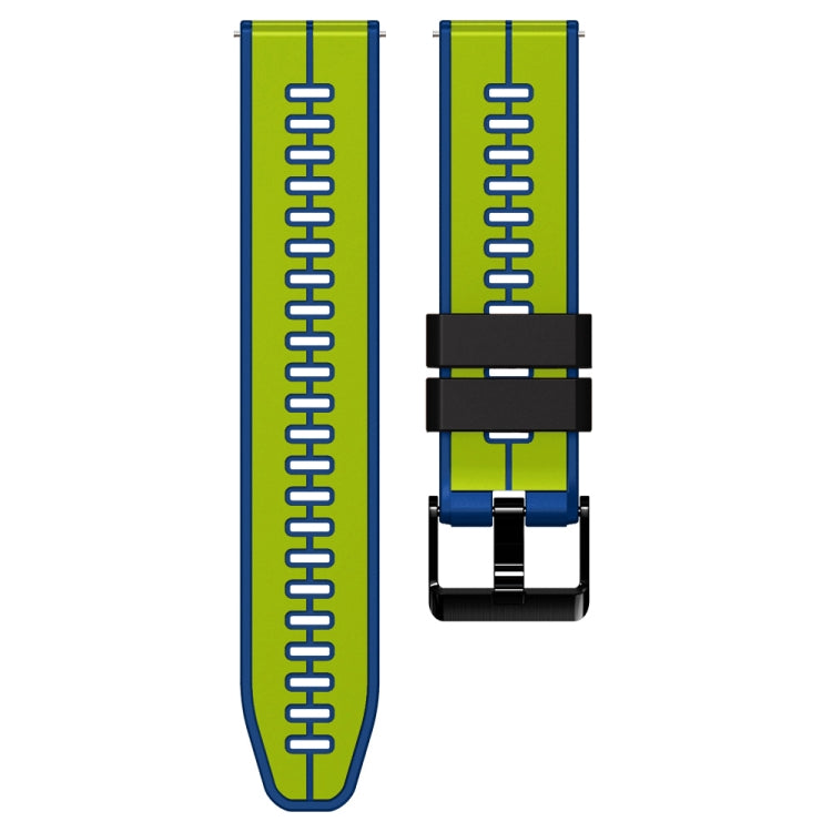 20mm Universal Vertical Line Two-Color Silicone Watch Band(Lime+Blue)