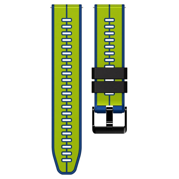 20mm Universal Vertical Line Two-Color Silicone Watch Band(Lime+Blue)