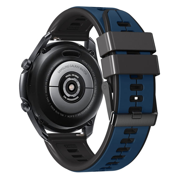 20mm Universal Vertical Line Two-Color Silicone Watch Band(Dark Blue+Black)