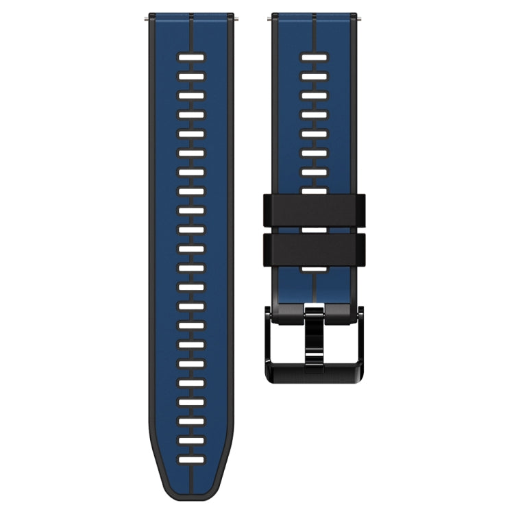 20mm Universal Vertical Line Two-Color Silicone Watch Band(Dark Blue+Black)