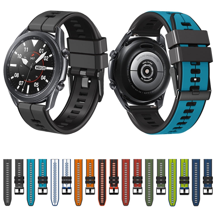 22mm Universal Vertical Line Two-Color Silicone Watch Band(Orange+Black)