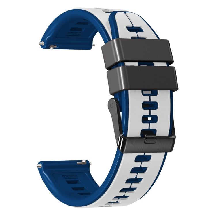 22mm Universal Vertical Line Two-Color Silicone Watch Band(White+Dark Blue)