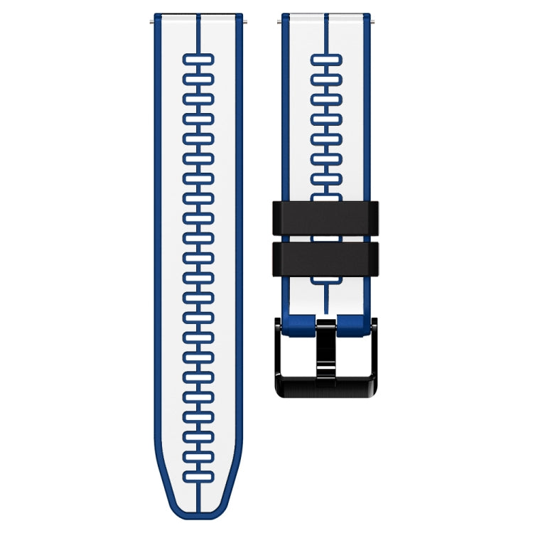 22mm Universal Vertical Line Two-Color Silicone Watch Band(White+Dark Blue)