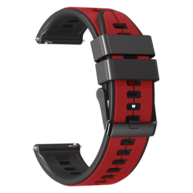 22mm Universal Vertical Line Two-Color Silicone Watch Band(Red+Black)