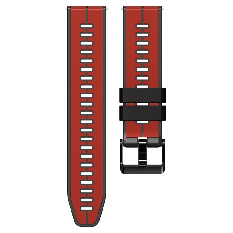 22mm Universal Vertical Line Two-Color Silicone Watch Band(Red+Black)